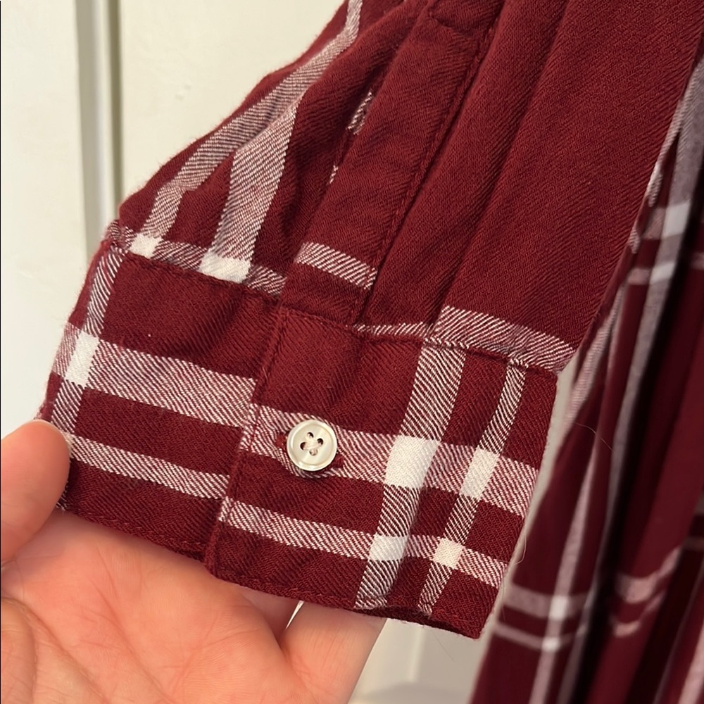 Old Navy Burgundy Plaid Shirt Dress - Picture 6 of 8
